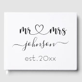 の結婚婚約ハートミセス・ネームパーソナライズされた ゲストブック (正面)