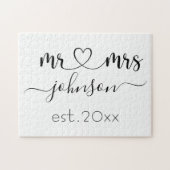 の結婚婚約ハートミセス・ネームパーソナライズされた ジグソーパズル (横)