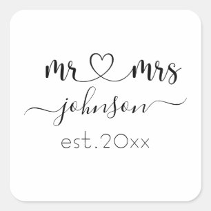 の結婚婚約ハートミセス・ネームパーソナライズされた スクエアシール