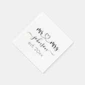 の結婚婚約ハートミセス・ネームパーソナライズされた スタンダードカクテルナプキン (角)