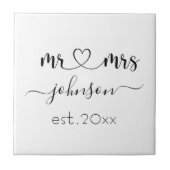 の結婚婚約ハートミセス・ネームパーソナライズされた タイル (正面)