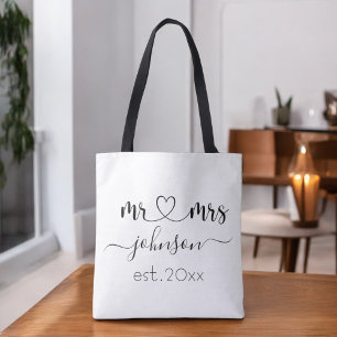 の結婚婚約ハートミセス・ネームパーソナライズされた トートバッグ