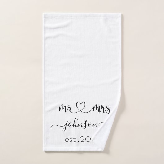 の結婚婚約ハートミセス・ネームパーソナライズされた ハンドタオル (ハンドタオル)