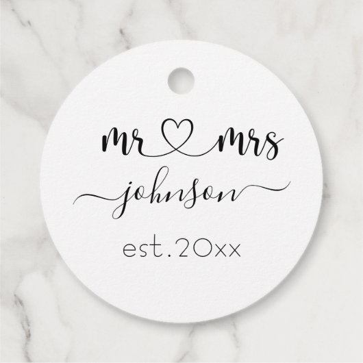 の結婚婚約ハートミセス・ネームパーソナライズされた フェイバータグ (裏面)