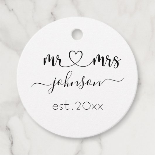 の結婚婚約ハートミセス・ネームパーソナライズされた フェイバータグ (正面)