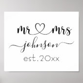 の結婚婚約ハートミセス・ネームパーソナライズされた ポスター (正面)