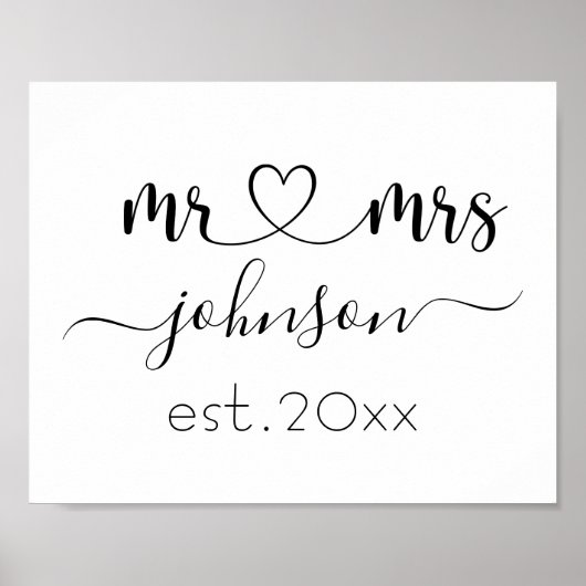 の結婚婚約ハートミセス・ネームパーソナライズされた ポスター (正面)