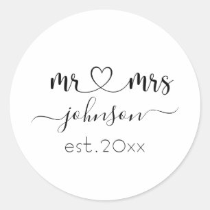 の結婚婚約ハートミセス・ネームパーソナライズされた ラウンドシール