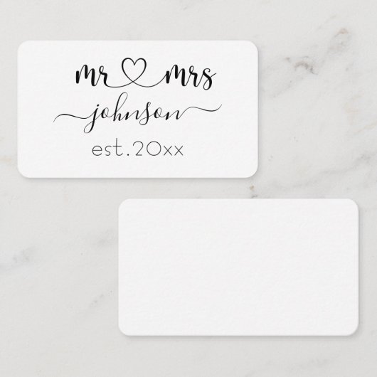 の結婚婚約ハートミセス・ネームパーソナライズされた 名刺 (正面/裏面)