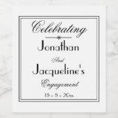 の結婚婚約パーティはシック・ホワイトを支持 ワインラベル (シングルラベル)