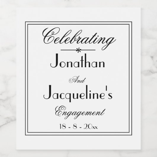 の結婚婚約パーティはシック・ホワイトを支持 ワインラベル (シングルラベル)