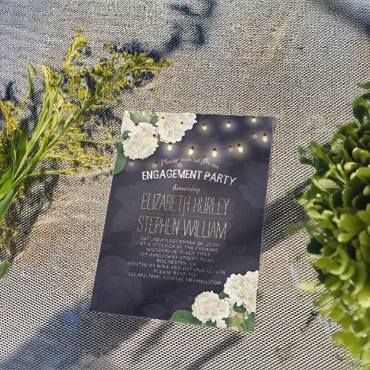 の結婚婚約パーティアジサイのストリングライト 招待状