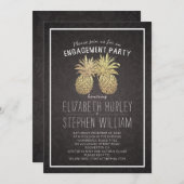 の結婚婚約パーティゴールデンパイナップルカップル 招待状 (正面/裏面)