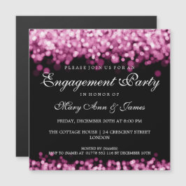 の結婚婚約パーティピンクライト マグネット招待状