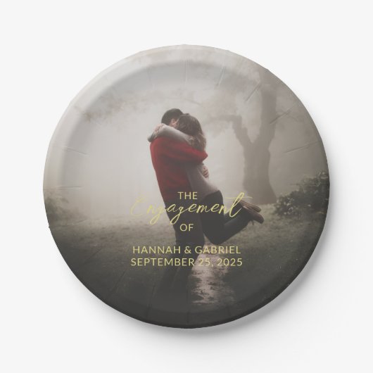 の結婚婚約パーティ写真の追加紙プレート ペーパープレート (正面)