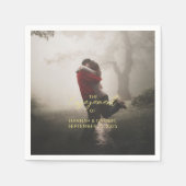 の結婚婚約パーティ写真の追加 スタンダードカクテルナプキン (正面)