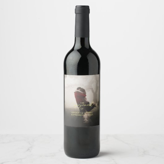 の結婚婚約パーティ写真の追加 ワインラベル (正面)
