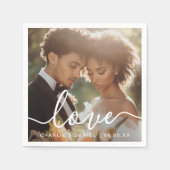 の結婚婚約フォトラブカップルの名前の日付 スタンダードカクテルナプキン (正面)
