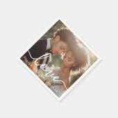 の結婚婚約フォトラブカップルの名前の日付 スタンダードカクテルナプキン (角)