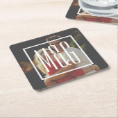 の結婚婚約モノグラム – 写真にはフィルターがある スクエアペーパーコースター (アングル)