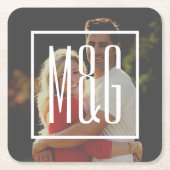 の結婚婚約モノグラム – 写真にはフィルターがある スクエアペーパーコースター (正面)