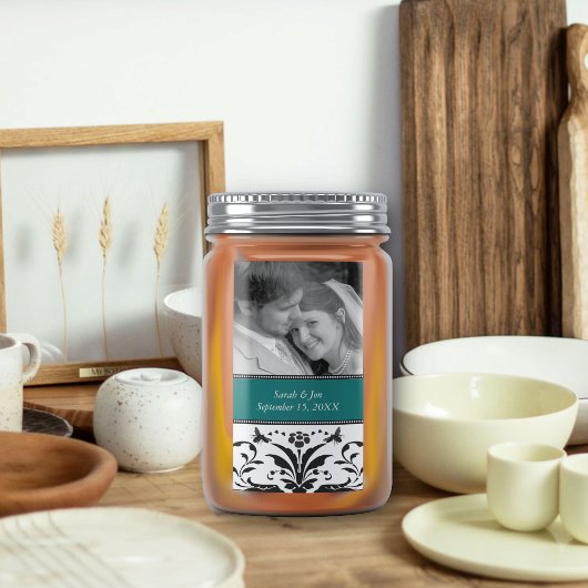 の結婚婚約写真ダマスク日付を保存 ラベル