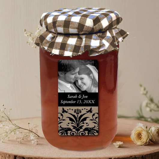 の結婚婚約写真ダマスク日付を保存 ラベル