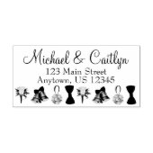 の結婚婚約日付を保存ベルフラワーボウ ラバースタンプ (インプリント)