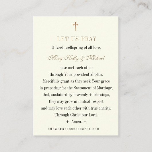 の結婚婚約祈りの言葉カード エンクロージャーカード (裏面)