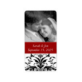 の結婚婚約Photo Damaskメッセージカード ラベル (正面)