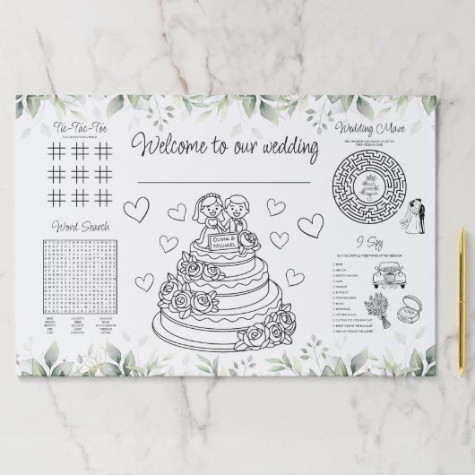 の結婚子供の活動の着色ランチョンマット ペーパーパッド (インサイチュ)