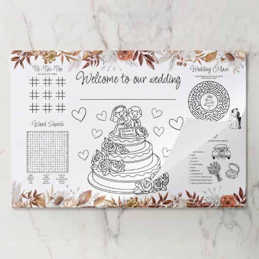 の結婚子供の活動の着色ランチョンマット ペーパーパッド (折り畳み)