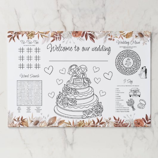 の結婚子供の活動の着色ランチョンマット ペーパーパッド (正面)