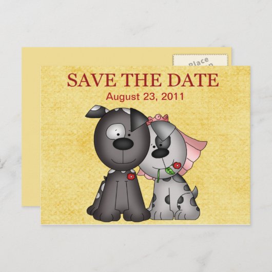 の結婚子犬はがきを保存する 案内ポストカード (正面/裏面)