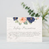 の結婚安全対策ネイビ素朴ーブルーピーチ 出欠カード (スタンド正面)