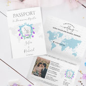 の結婚宛先パスポートブルークレストモノグラム 招待状