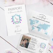 の結婚宛先パスポートブルークレストモノグラム 招待状