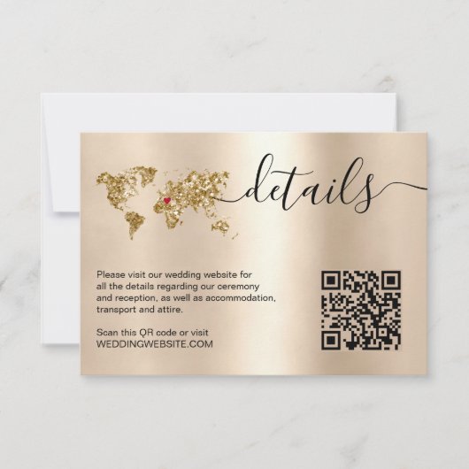 の結婚宛先ワールドマップ詳細QRコード 出欠カード (正面)
