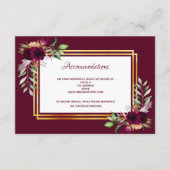 の結婚宿泊フローラburgundy boho エンクロージャーカード (正面)