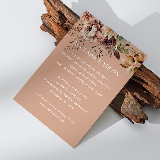 の結婚宿泊 | ミュートされたピーチベージュ&QR エンクロージャーカード