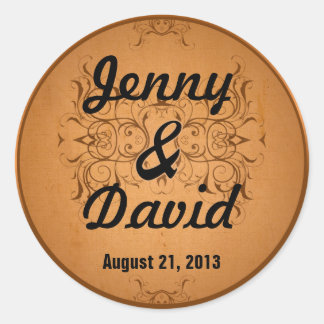 の結婚封筒用シール(ヴィンテージ銅) ラウンドシール