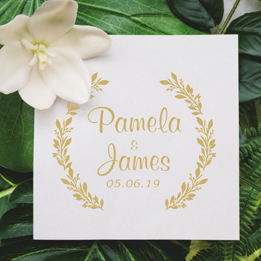 の結婚小枝と小さい葉デザイン ラバースタンプ