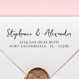 の結婚差出人住所モダン手書きスクリプト セルフインキングスタンプ