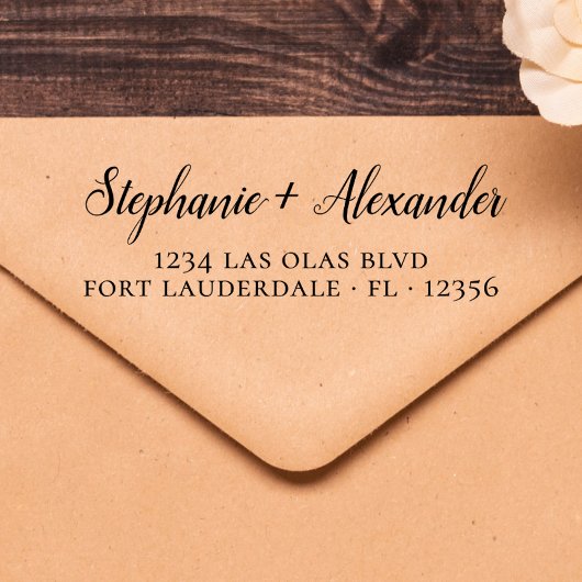 の結婚差出人住所モダン手書きスクリプト セルフインキングスタンプ