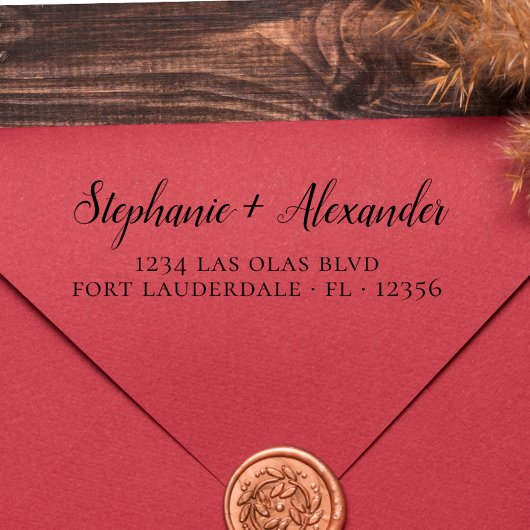 の結婚差出人住所モダン手書きスクリプト セルフインキングスタンプ