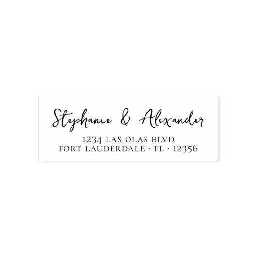 の結婚差出人住所モダン手書きスクリプト セルフインキングスタンプ (デザイン)