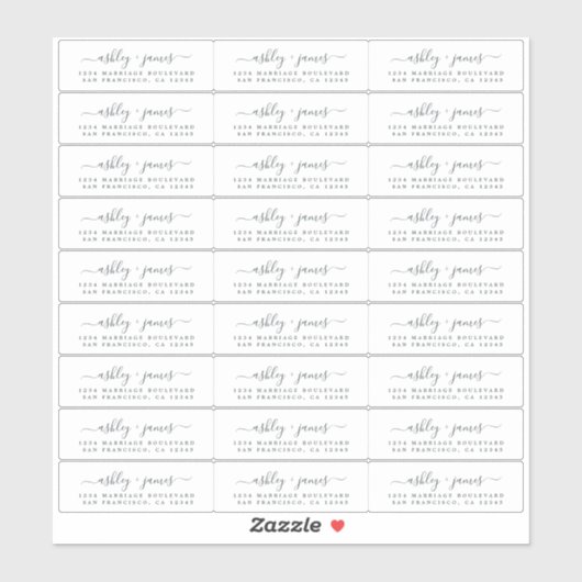 の結婚差出人住所ラベル2.64 x 0.85インチ27x シール (シート)