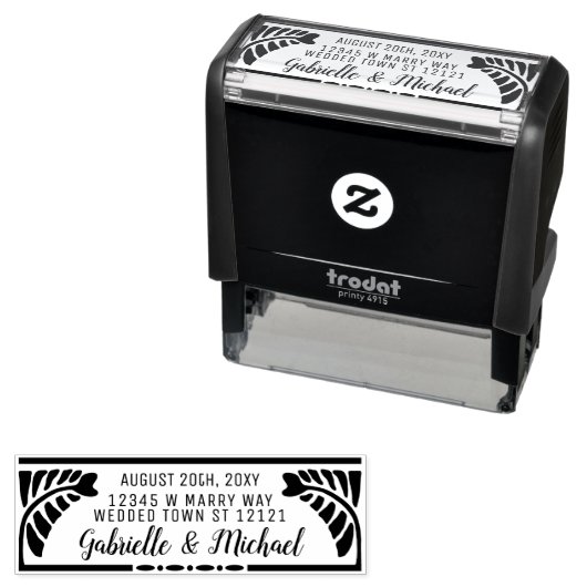 の結婚差出人住所植物性シダ名+日付 セルフインキングスタンプ (インサイチュ)