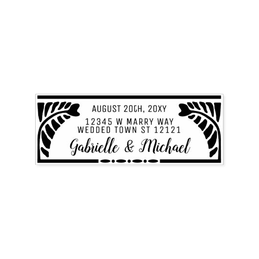 の結婚差出人住所植物性シダ名+日付 ラバースタンプ (インプリント)