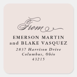 の結婚差出人住所赤面ピンクステッカー スクエアシール